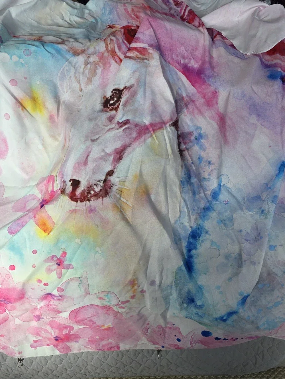 Pink Watercolor Unicorn Tapestry - Magical Wall Art